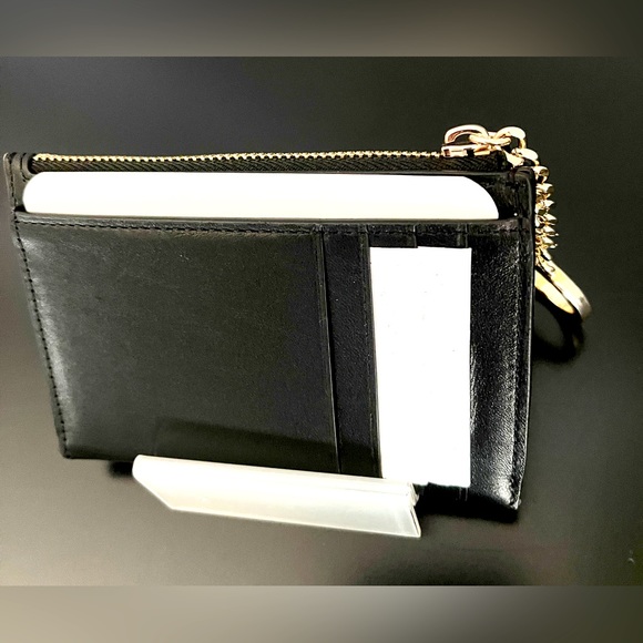 kate spade Leather zip top KeyRing/Card Holder Carey Quilted Black NWT - Picture 2 of 10
